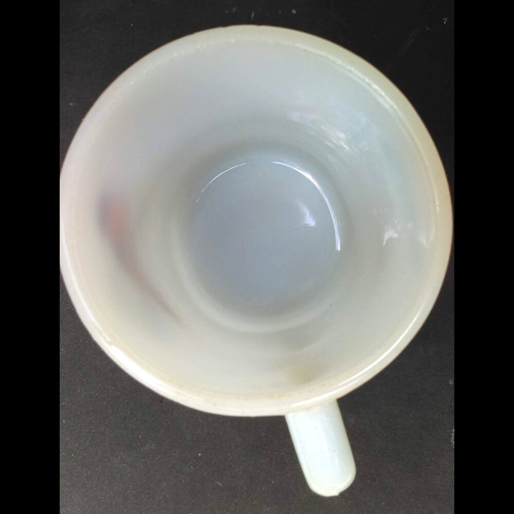 Vtg Anchor Hocking Fire King Milk Glass Baltimore Oriole & Blue Jay Coffee Mug - Picture 3 of 5